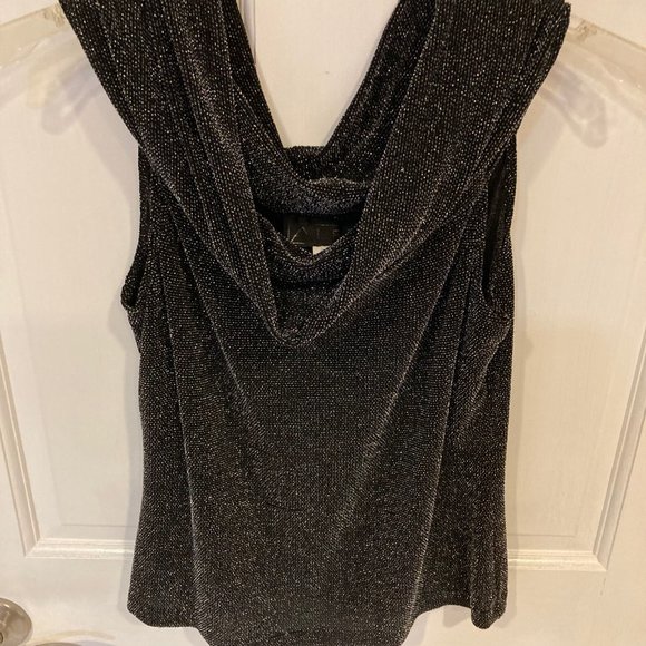 Alex Evenings Sleeveless cowlneck formal black sparkly blouse-Size Medium - Picture 1 of 4